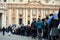 Vatican, Jan. 2, 2023: Queue of people waiting to enter at St. Peter\\\'s Basilica to see the body of Pope Benedict XVI