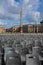 Vatican Obelisk Crowd Chairs Cityscape Rome Italy