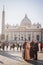 VATICAN, ROME, ITALY - NOVEMBER 17, 2017: Reunion of priests in the middle of the crowd in front of the Vatican on a sunny day