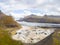 Vatnajoekull glacier in Iceland aerial shot of glacier lake full of ice floes