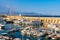 Vauban port and yacht marina with medieval Bastion Saint Jaume walls onshore Azure Cost in Antibes resort city in France