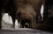 Vault aisle of a medieval church, gloomy, weathered, eerie and creepy