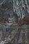 Vault of gallery with salt stalactites in Salina Turda salt mine,