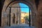 Vaulted entrance to the Iglesia de San Esteban in Spanish villag