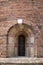 Vaulted window in romanesque-style church.