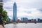 The Vauxhall Tower in the London view with Vauxhall Bridge over River Thames