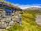 Vavatn lake panorama landscape cottages huts snowy mountains Hemsedal Norway