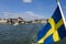 Vaxholm fortress and Swedish flag