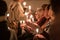 Vaxjo, Sweden - December, 2017: The swedish tradition of Lucia is celebrated in Vaxjo church with song, candles and white gowns