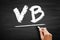 VB - Visual Basic is a name for a family of programming languages, acronym text concept on blackboard