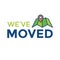 We`ve Moved Sign w Text Typography & icon to convey moving