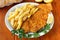 Veal milanesa with frenchc fries