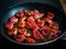 Veal nuggets in frying pan