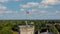 Vecauce Castle Tower With a Flying Latvian Flag. View From Above