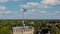 Vecauce Castle Tower With a Flying Latvian Flag. View From Above