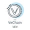 Vechain cryptocurrency coin line, icon of virtual currency