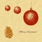 Vecor Christmas card with fir tree decorations and