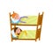 Vecotr flat cartoon girl and boy sleeping in beds