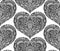 Vecror seamless pattern with hand drawn ornate hearts
