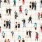 Vectior seamless pattern with office people. Office workers, businessmen, managers.