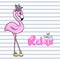 Vecto Cute pink flamingo. Funny illustration with cartoon flamingo