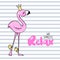 Vecto Cute pink flamingo. Funny illustration with inscription.