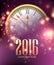 Vector 2016 Happy New Year background with clock