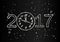 Vector 2017 Happy New Year background with clock and snow