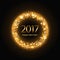 Vector 2017 Happy New Year background with gold clock