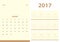 Vector, 2017 new year calendar with simple clean style with beig