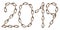 Vector 2019 inscription made from brown metal chain