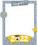 Vector of 2022 Graduate Photo Frame in gray and yellow color. Congratulatory photoboth and selfie concept at the end of college or