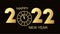 Vector 2022 Happy New Year background with gold clock