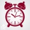 Vector 3d alarm clock with two symmetric bells, wake up conceptual icon. Graphic design element â€“ get up theme. Red retro timer