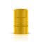 Vector 3d Barrel of Oil. Yellow Steel Simple Glossy Metal Enamel Barrel. Fuel, Gasoline, Oil Barrel Icon Isolated