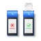 Vector 3d Blue NFC Payment Machine with Rejected and Approved Status, Paper Cash Receipt, Bill. Payment POS Terminal