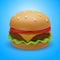 Vector 3D Cheeseburger. 3D Render Fast Food, Hamburger. Junk Unhealthy Food. Bright Plastic, Clay Illustration In