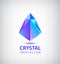 Vector 3d faceted origami logotype, abstract crystal logo, icon isolated.