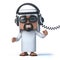 Vector 3d Funny cartoon Arab sheik character listening to headphones