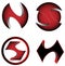 Vector 3D gaming business related logotype icons, red and black colors