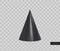 Vector 3d geometric object. Isolated black cone shape