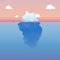 Vector 3d iceberg illustration concept. Success, clean blue cold sea or ocean concept.