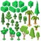 Vector 3d isometric plants, trees, bushes, palms