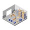 Vector 3d isometric storage, factory warehouse, storehouse