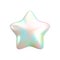 Vector 3d metallic star icon on white background. Cute realistic cartoon 3d render, glossy holographic element, rainbow