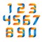 Vector 3d Number set logo with speed orange and blue. Design for banner, presentation, web page, card, labels or posters