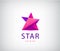 Vector 3d origami star logo. Red and purple