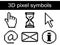 Vector 3d pixel symbols