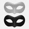 Vector 3d Reaistic White and Black Carnival Mask Set. Metallic Face Carnival Mask for Man or Woman Closeup. Secret