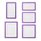 Vector 3D Reaistic Wooden or Plastic Simple Modern Minimalistic Purple Picture Frame Set Isolated on White Background